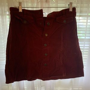 Red denim skirt